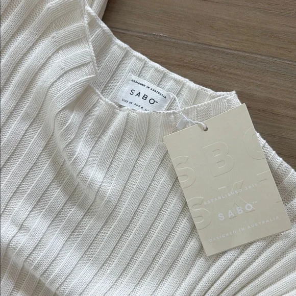 Sabo Skirt White Ribbed Sheath Maxi Dress - Picture 5 of 5